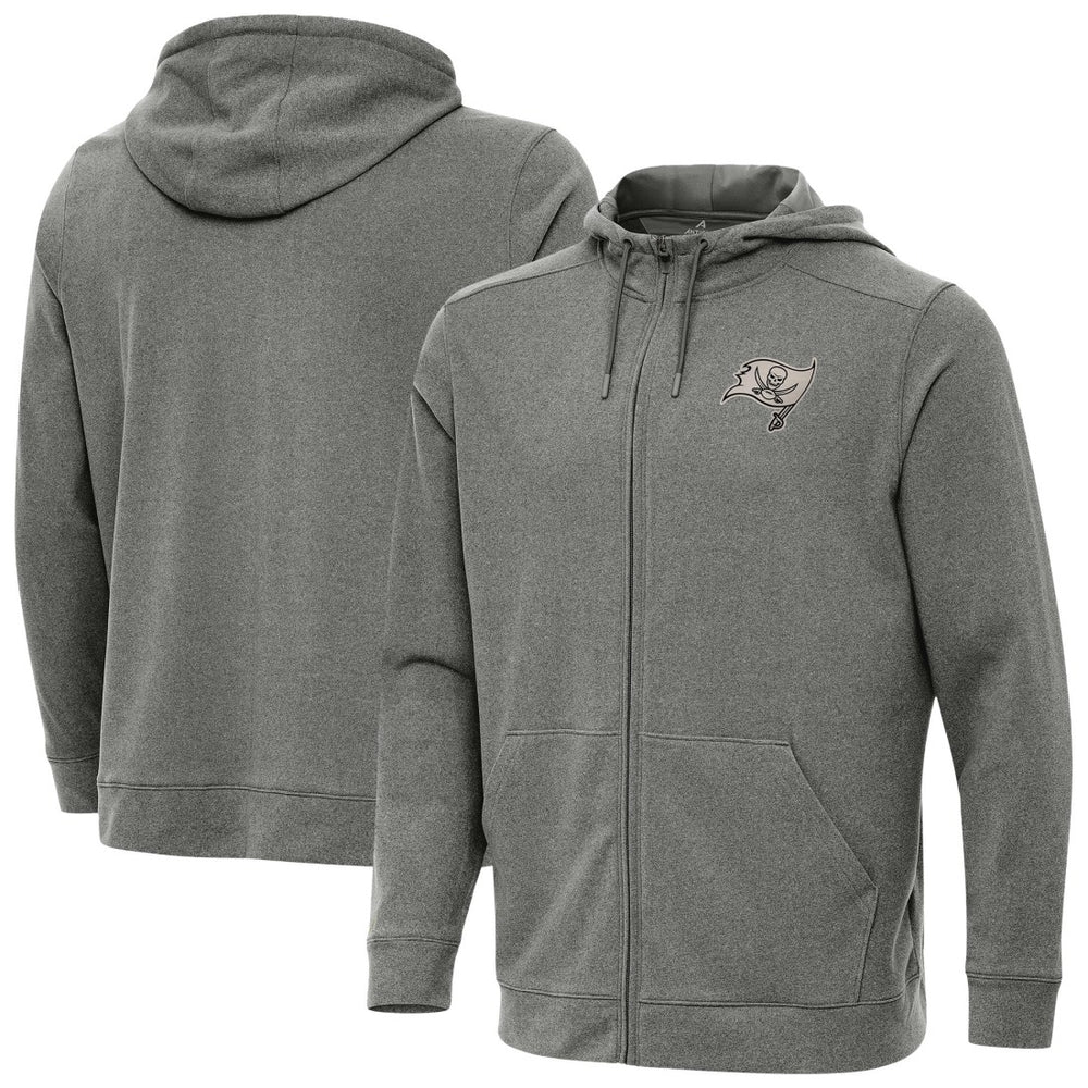 Tampa Bay Buccaneers Antigua Effortless Full-Zip Hoodie Jacket - Heather Black - NFL
