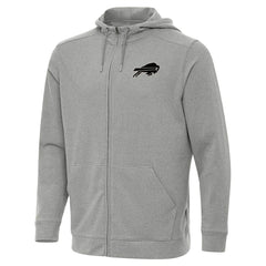 Buffalo Bills Antigua Effortless Full-Zip Hoodie Jacket - Heather Gray - NFL