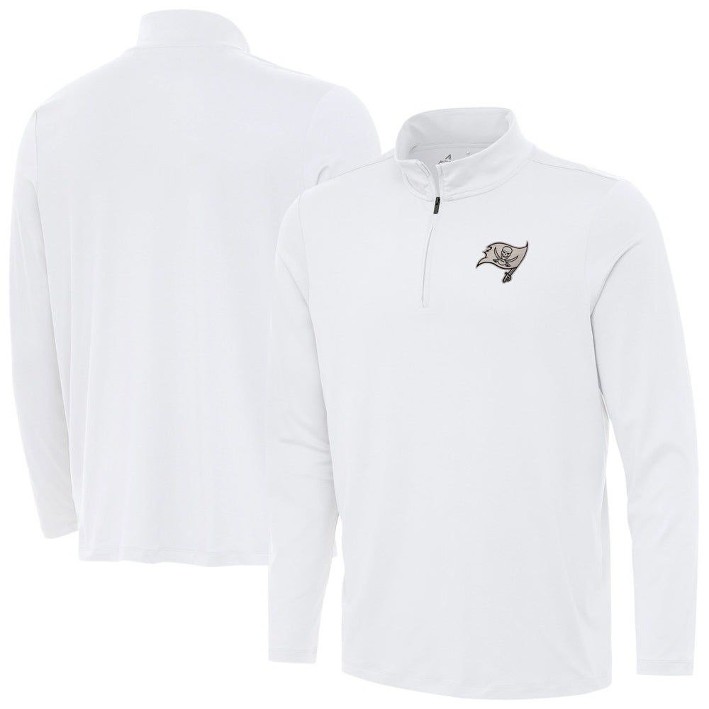 Tampa Bay Buccaneers Antigua Reprocess Quarter-Zip Top - White - NFL