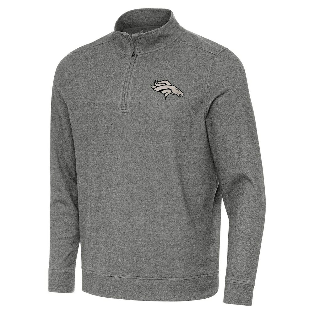 Denver Broncos Antigua Subtle Quarter-Zip Top - Heather Black - NFL