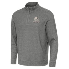 Cleveland Browns Antigua Subtle Quarter-Zip Top - Heather Black - NFL