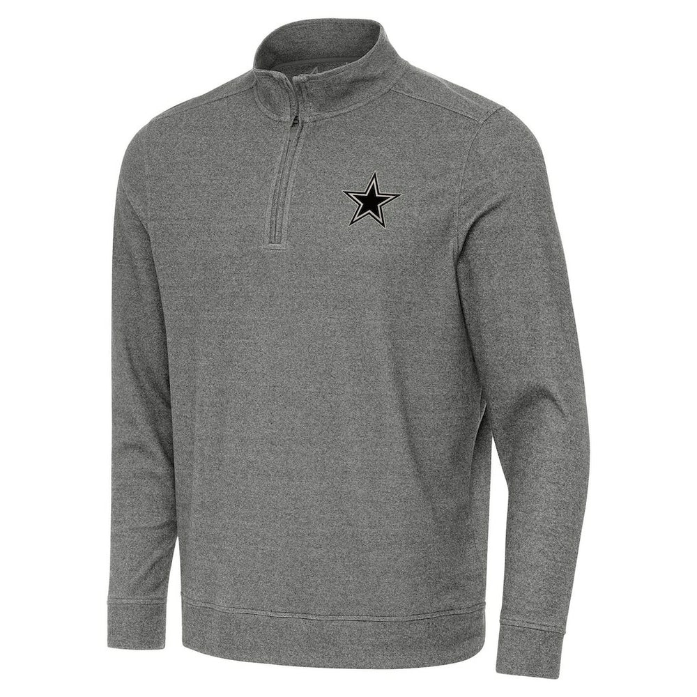 Dallas Cowboys Antigua Subtle Quarter-Zip Top - Heather Black - NFL