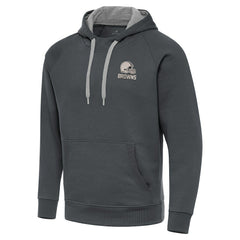 Cleveland Browns Antigua Brushed Carbon Victory Pullover Hoodie - Charcoal - NFL