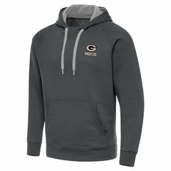 Green Bay Packers Antigua Brushed Carbon Victory Pullover Hoodie - Charcoal - NFL