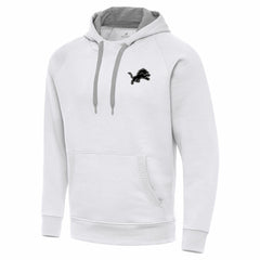 Detroit Lions Antigua Brushed Carbon Victory Pullover Hoodie - White - NFL