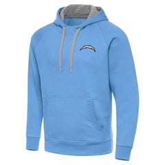 Los Angeles Chargers Antigua Brushed Carbon Victory Pullover Hoodie - Powder Blue - NFL