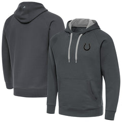 Indianapolis Colts Antigua Brushed Carbon Victory Pullover Hoodie - Charcoal - NFL