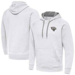 Jacksonville Jaguars Antigua Brushed Carbon Victory Pullover Hoodie - White - NFL