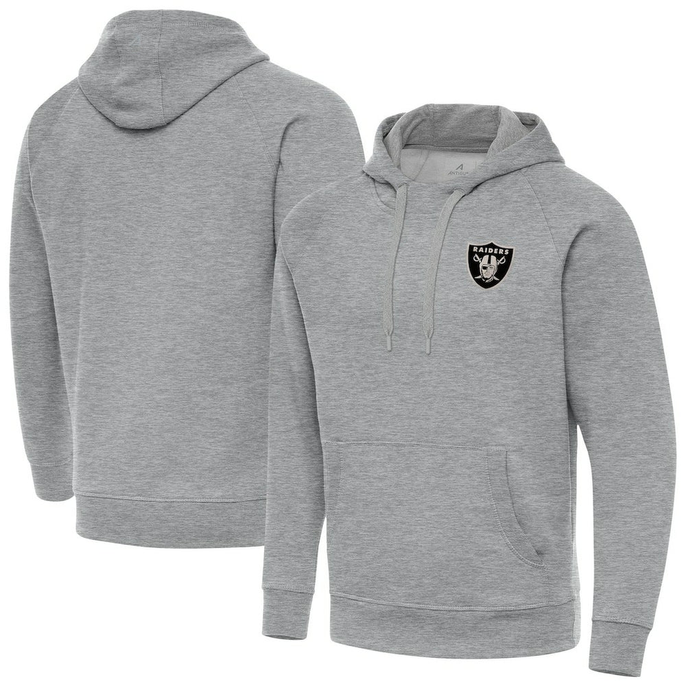 Las Vegas Raiders Antigua Brushed Carbon Victory Pullover Hoodie - Heather Gray - NFL