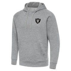 Las Vegas Raiders Antigua Brushed Carbon Victory Pullover Hoodie - Heather Gray - NFL