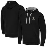 New Orleans Saints Antigua Brushed Carbon Victory Pullover Hoodie - Black - NFL