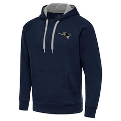 New England Patriots Antigua Brushed Carbon Victory Pullover Hoodie - Navy - NFL