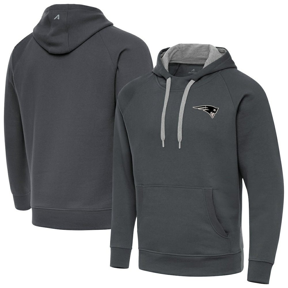 New England Patriots Antigua Brushed Carbon Victory Pullover Hoodie - Charcoal - NFL