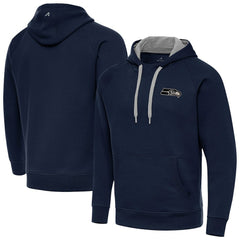 Seattle Seahawks Antigua Brushed Carbon Victory Pullover Hoodie - College Navy - NFL