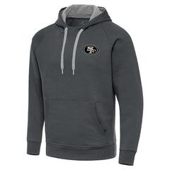 San Francisco 49ers Antigua Brushed Carbon Victory Pullover Hoodie - Charcoal - NFL