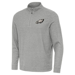 Philadelphia Eagles Antigua Subtle Quarter-Zip Sweatshirt - Heather Gray - NFL