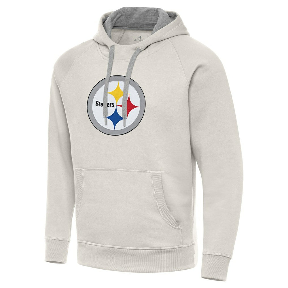 Pittsburgh Steelers Antigua Victory Raglan Pullover Hoodie - Cream - NFL