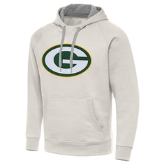 Green Bay Packers Antigua Victory Raglan Pullover Hoodie - Cream - NFL