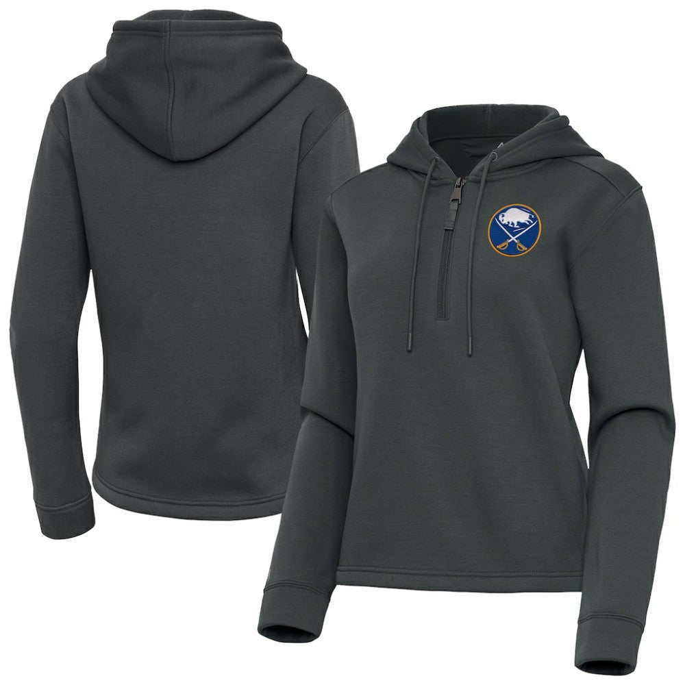 Buffalo Sabres Antigua Women's Contemporary Quarter-Zip Hoodie - Pewter | NHL on sale