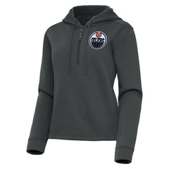 Edmonton Oilers Antigua Women's Contemporary Quarter-Zip Hoodie - Pewter | NHL on sale