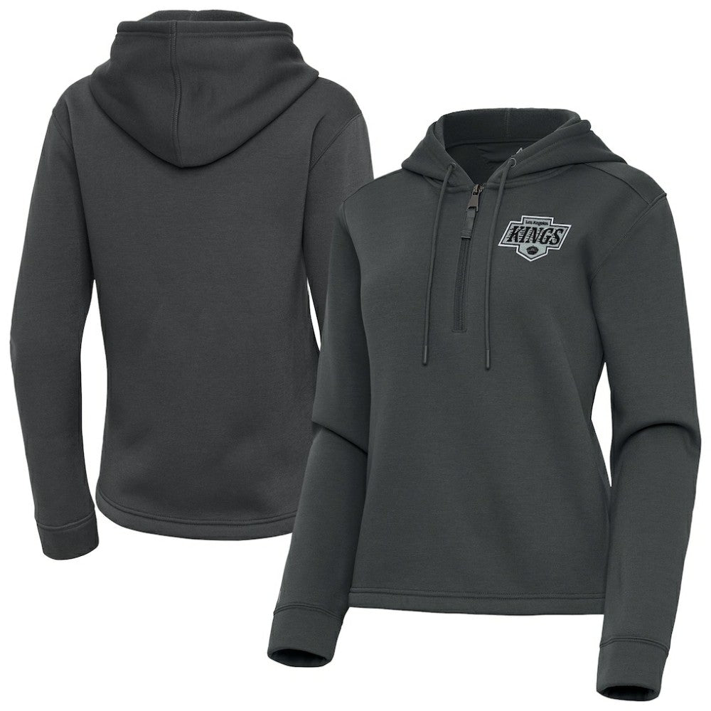 Los Angeles Kings Antigua Women's Contemporary Quarter-Zip Hoodie - Pewter | NHL Lifestyle