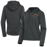 Minnesota Wild Antigua Women's Contemporary Quarter-Zip Hoodie - Pewter | NHL Clearance