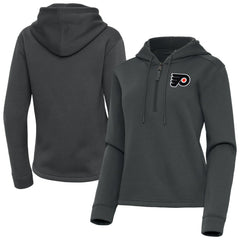 Philadelphia Flyers Antigua Women's Contemporary Quarter-Zip Hoodie - Pewter | NHL Lifestyle