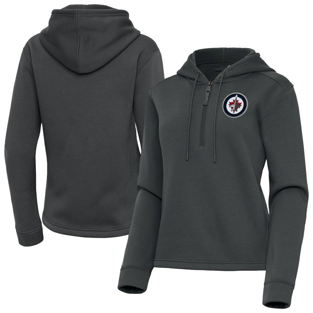 Winnipeg Jets Antigua Women's Contemporary Quarter-Zip Hoodie - Pewter | NHL online