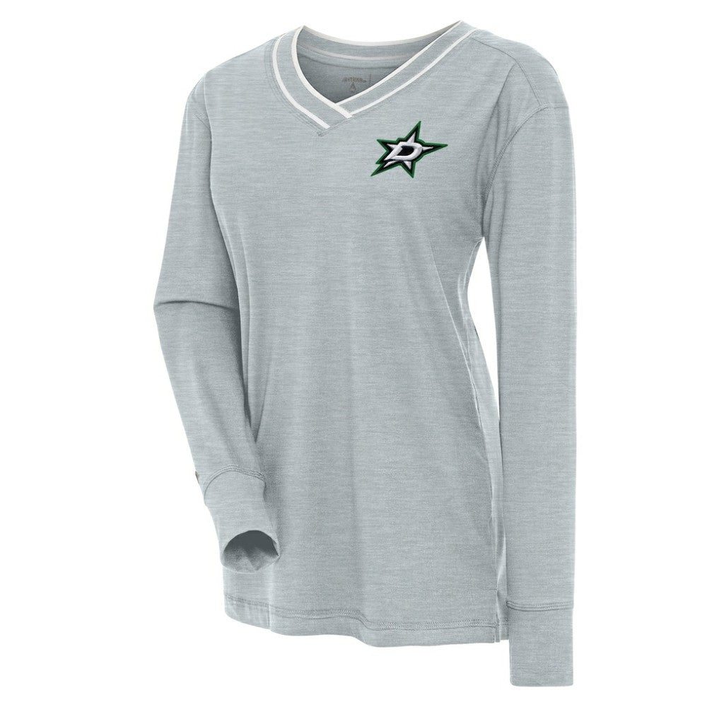 Dallas Stars Antigua Women's Symbolic V-Neck Long Sleeve T-Shirt - Heather Gray | NHL sale