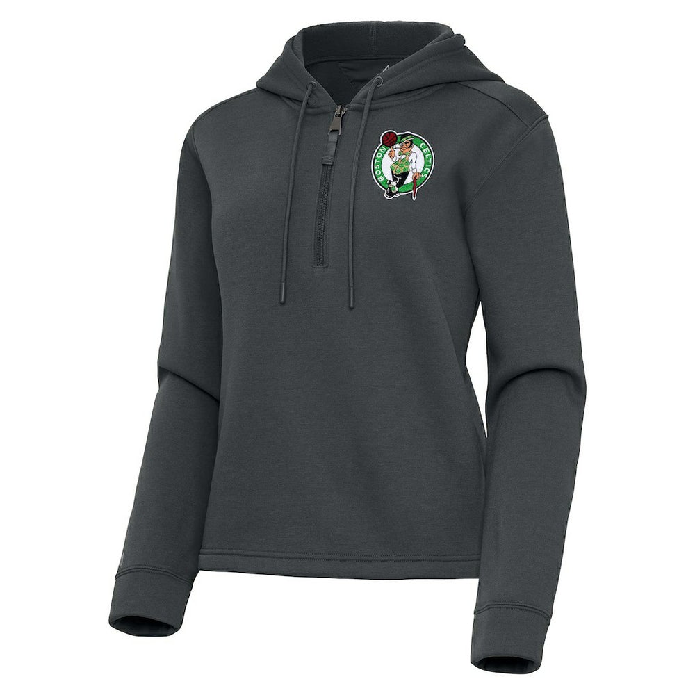 Boston Celtics Antigua Women's Contemporary Quarter-Zip Hoodie Pewter