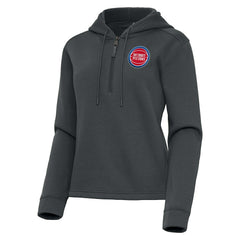 Detroit Pistons Antigua Women's Contemporary Quarter-Zip Hoodie Pewter