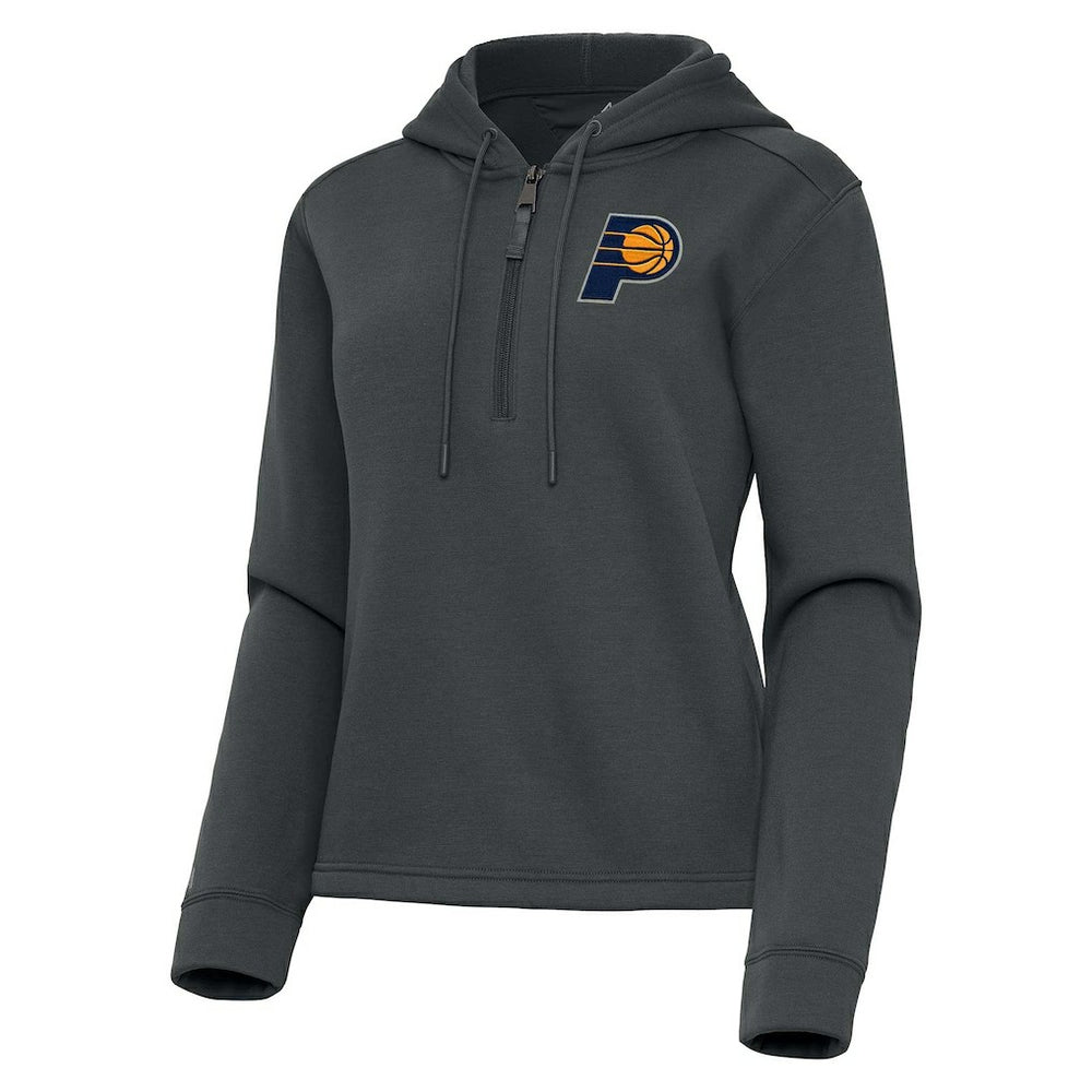 Indiana Pacers Antigua Women's Contemporary Quarter-Zip Hoodie Pewter