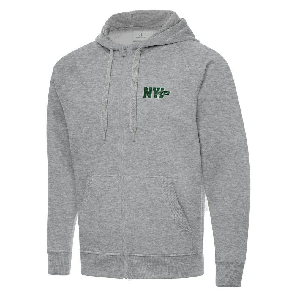 Men's New York Jets Antigua Victory Full-Zip Hoodie - Heather Gray - NFL