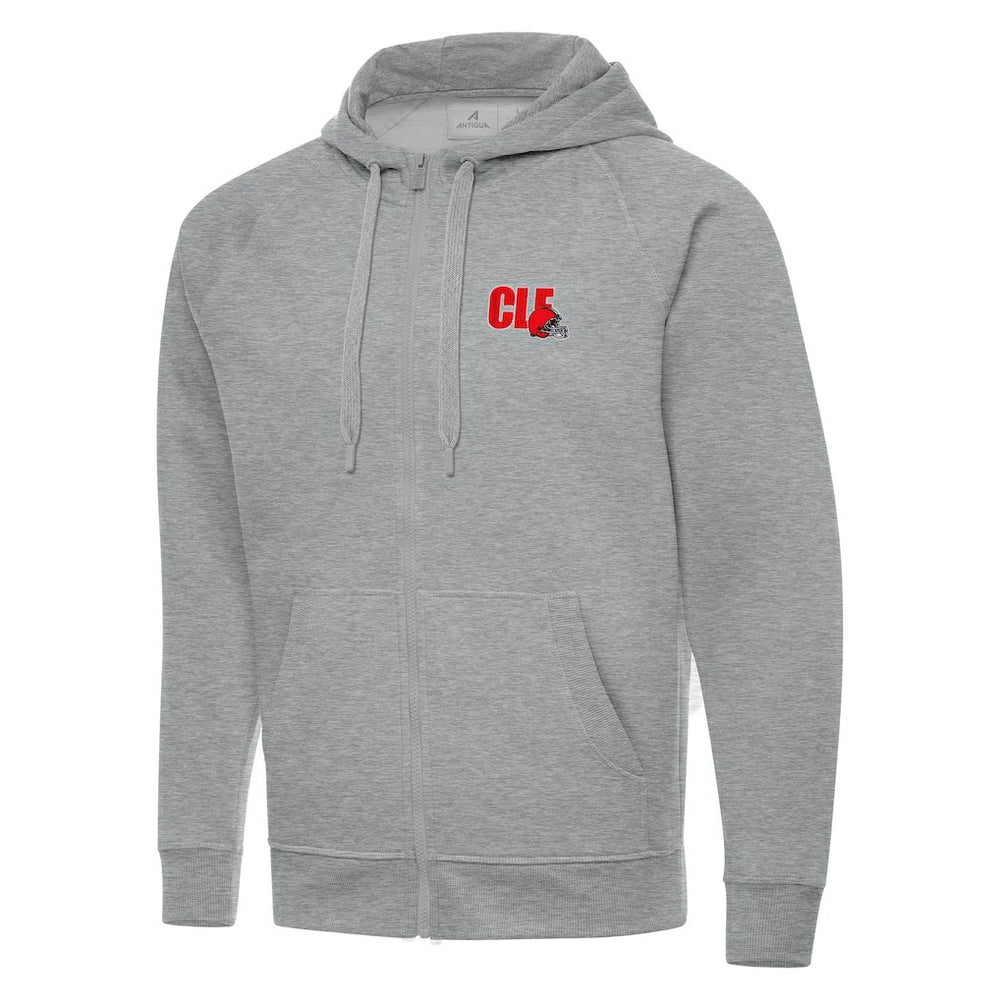 Men's Cleveland Browns Antigua Victory Full-Zip Hoodie - Heather Gray - NFL