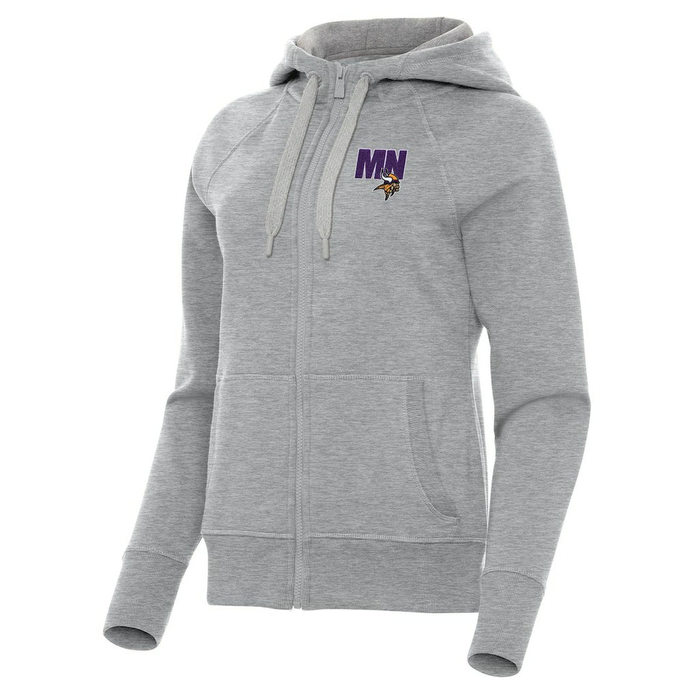 Minnesota Vikings Antigua Women's Victory Full-Zip Hoodie - Heather Gray - NFL