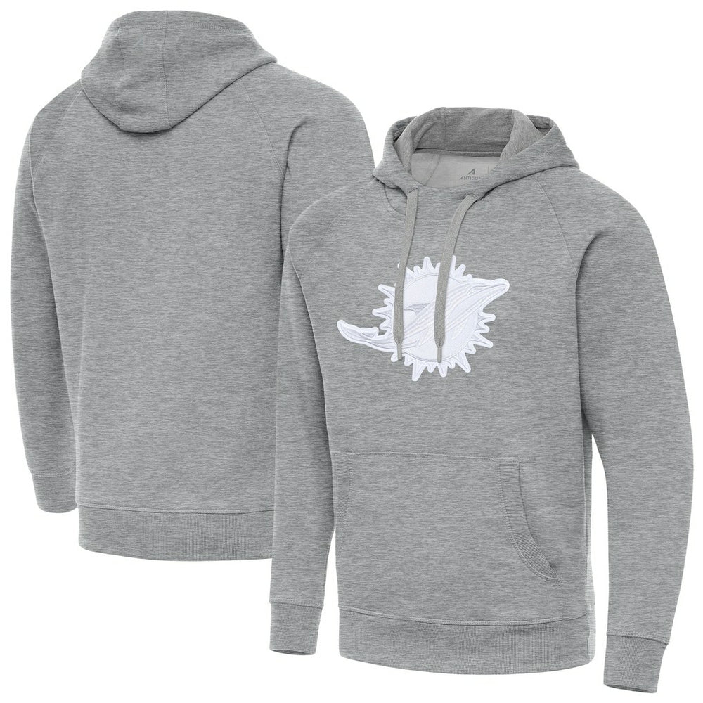 Miami Dolphins Antigua Victory Pullover Hoodie - Heather Gray - NFL