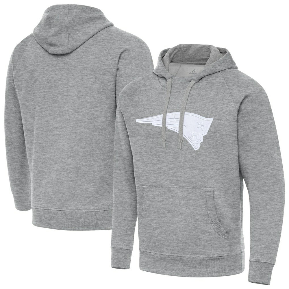 New England Patriots Antigua Victory Pullover Hoodie - Heather Gray - NFL
