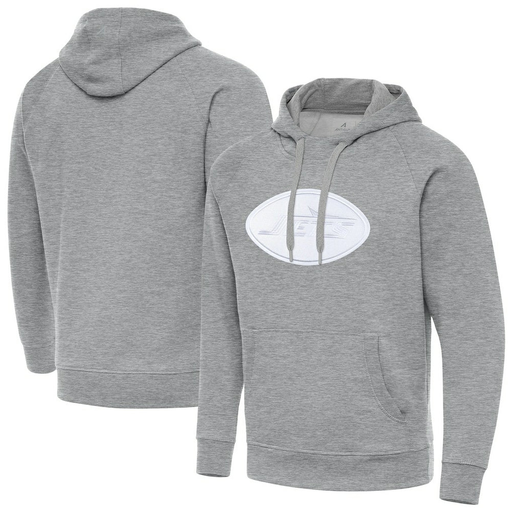 New York Jets Antigua Victory Pullover Hoodie - Heather Gray - NFL