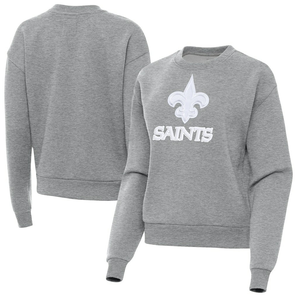 New Orleans Saints Antigua Women's Victory Pullover Sweatshirt - Heather Gray - NFL