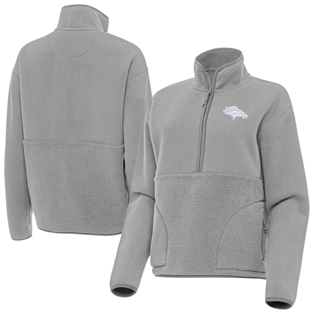 Denver Broncos Antigua Women's Figure Half-Zip Sweatshirt - Gray - NFL