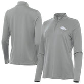 Denver Broncos Antigua Women's Reprocess Quarter-Zip Top - Gray - NFL