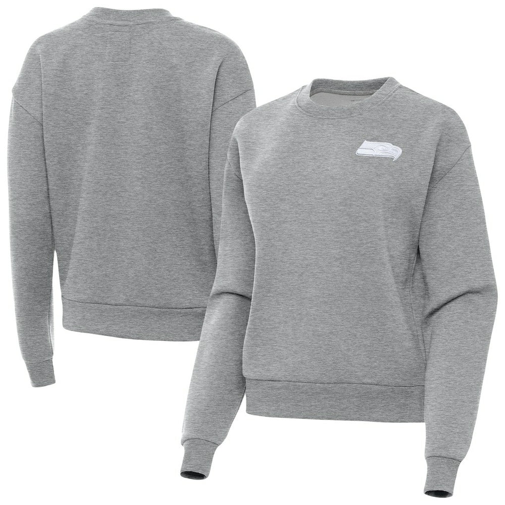 Seattle Seahawks Antigua Women's Victory Crew Pullover Sweatshirt - Heather Gray - NFL