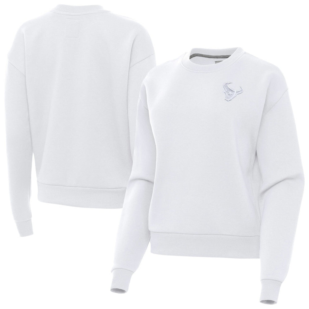Houston Texans Antigua Women's Victory Crew Pullover Sweatshirt - White - NFL