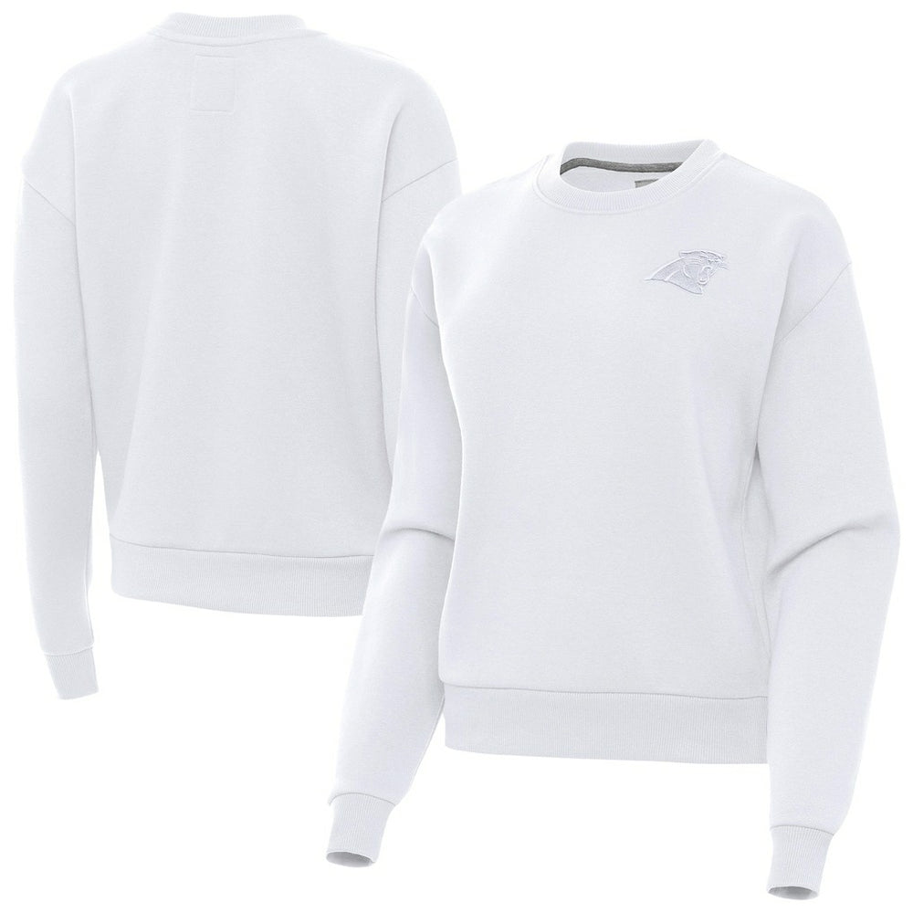 Carolina Panthers Antigua Women's Victory Crew Pullover Sweatshirt - White - NFL