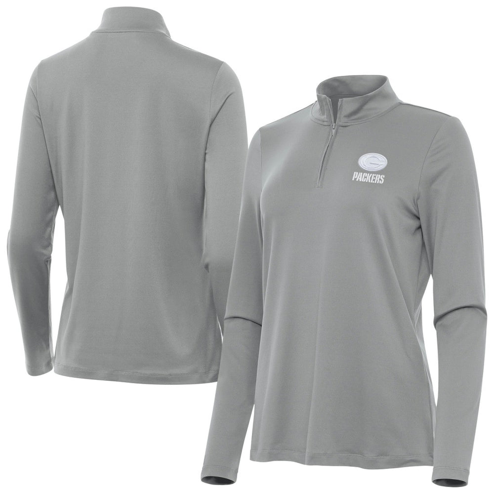 Green Bay Packers Antigua Women's Reprocess Quarter-Zip Top - Gray - NFL