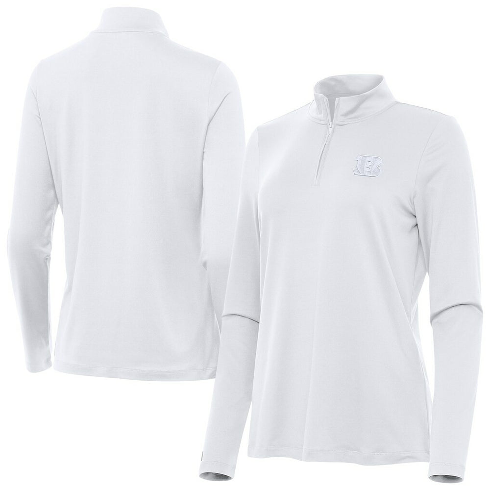 Cincinnati Bengals Antigua Women's Reprocess Quarter-Zip Top - White - NFL