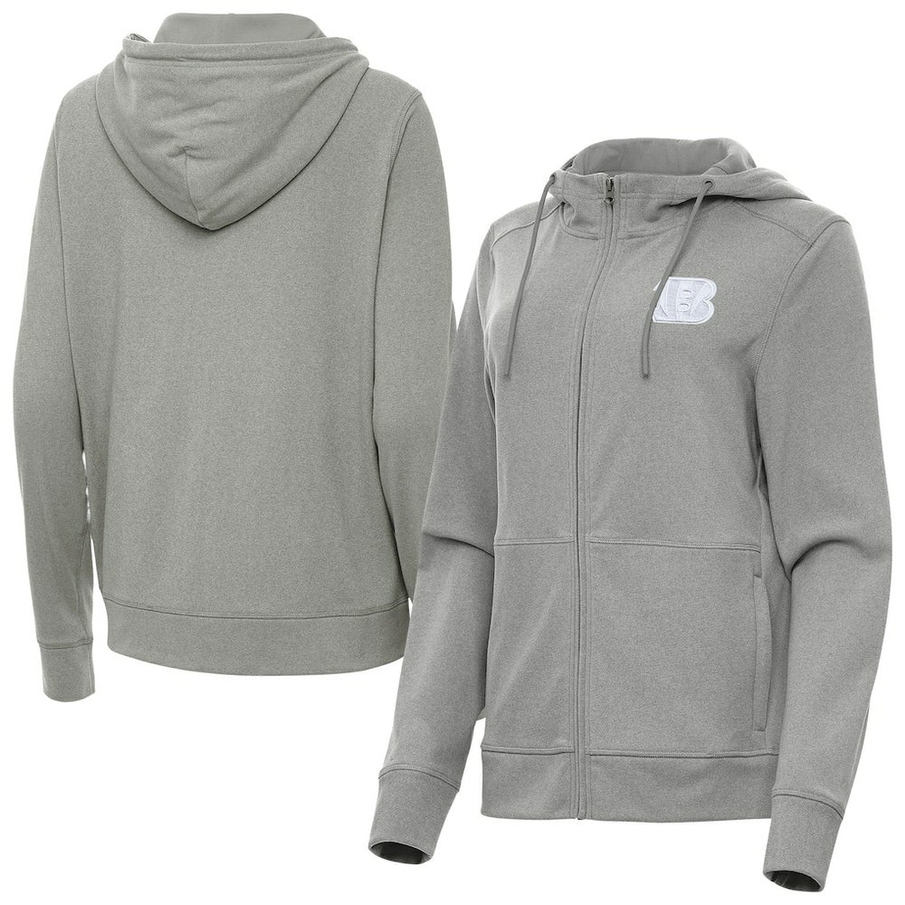 Cincinnati Bengals Antigua Women's Seeker Full-Zip Hoodie Jacket - Heather Gray - NFL