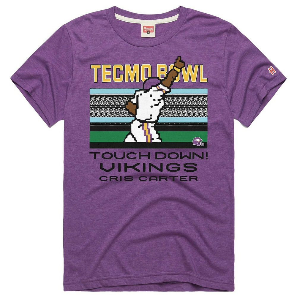Cris Carter Minnesota Vikings Homage Unisex Tecmo Bowl Retired Player Graphic Tri-Blend T-Shirt - Purple - NFL