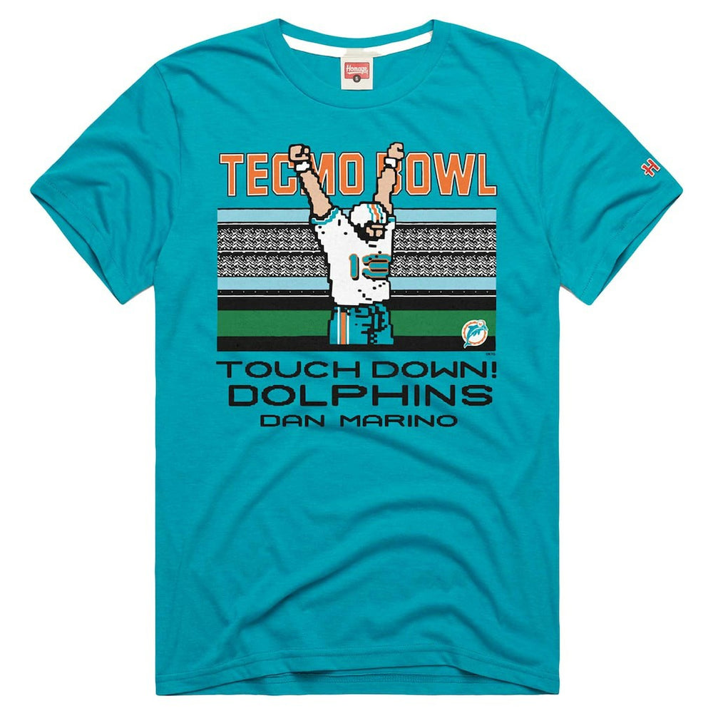 Dan Marino Miami Dolphins Homage Unisex Tecmo Bowl Retired Player Graphic Tri-Blend T-Shirt - Aqua - NFL