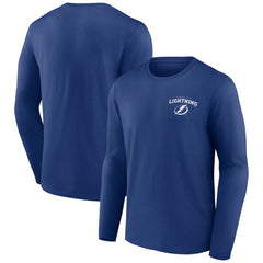 Tampa Bay Lightning Blue Team Lockup Long Sleeve T-Shirt | NHL Clearance